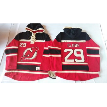 Devils #29 Ryane Clowe Red Sawyer Hooded Sweatshirt Stitched NHL Jersey