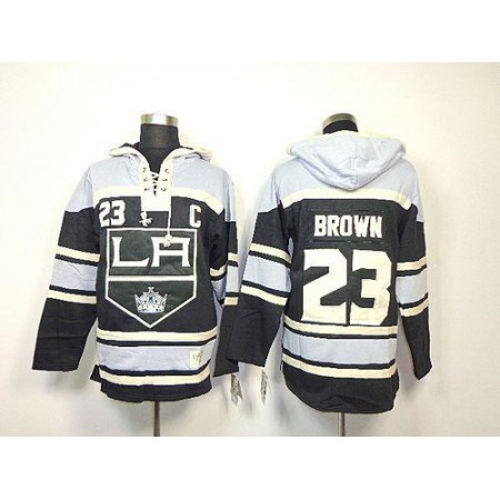 Kings #23 Dustin Brown Black Sawyer Hooded Sweatshirt Stitched NHL Jersey