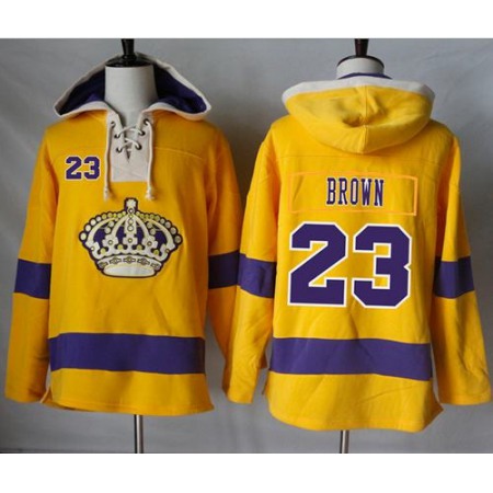 Kings #23 Dustin Brown Gold Sawyer Hooded Sweatshirt Stitched NHL Jersey