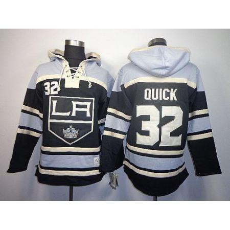 Kings #32 Jonathan Quick Black Sawyer Hooded Sweatshirt Stitched NHL Jersey