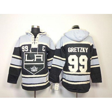 Kings #99 Wayne Gretzky Black Sawyer Hooded Sweatshirt Stitched NHL Jersey