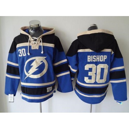 Lightning #30 Ben Bishop Blue Sawyer Hooded Sweatshirt Stitched NHL Jersey