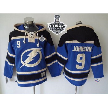 Lightning #9 Tyler Johnson Blue Sawyer Hooded Sweatshirt 2015 Stanley Cup Stitched NHL Jersey