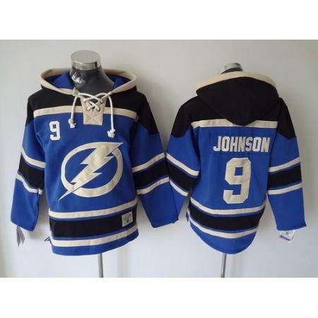 Lightning #9 Tyler Johnson Blue Sawyer Hooded Sweatshirt Stitched NHL Jersey