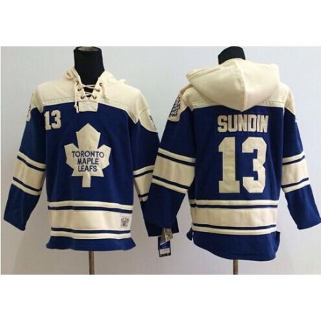 Maple Leafs #13 Mats Sundin Blue Sawyer Hooded Sweatshirt Stitched NHL Jersey