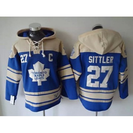 Maple Leafs #27 Darryl Sittler Blue Sawyer Hooded Sweatshirt Stitched NHL Jersey
