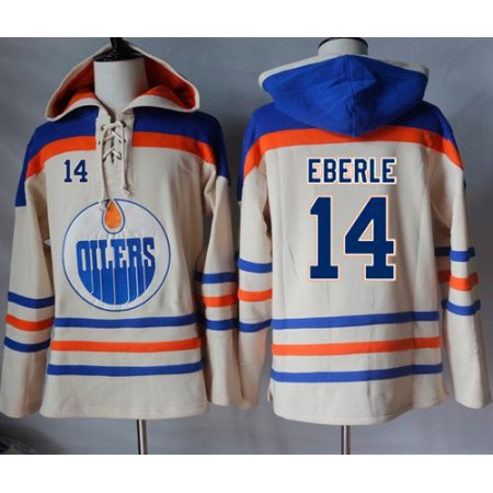 Oilers #14 Jordan Eberle Cream Sawyer Hooded Sweatshirt Stitched NHL Jersey
