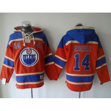 Oilers #14 Jordan Eberle Orange Sawyer Hooded Sweatshirt Stitched NHL Jersey