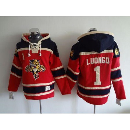 Panthers #1 Roberto Luongo Red Sawyer Hooded Sweatshirt Stitched NHL Jersey
