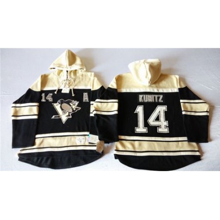 Penguins #14 Chris Kunitz Black Sawyer Hooded Sweatshirt Stitched NHL Jersey