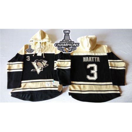 Penguins #3 Olli Maatta Black Sawyer Hooded Sweatshirt 2016 Stanley Cup Champions Stitched NHL Jersey