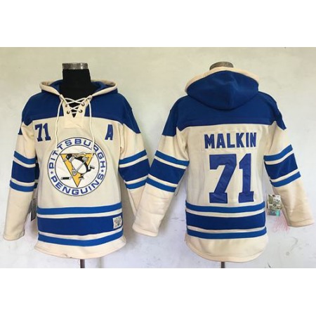 Penguins #71 Evgeni Malkin Cream Sawyer Hooded Sweatshirt Stitched NHL Jersey