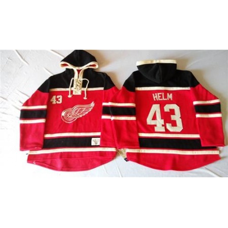 Red Wings #43 Darren Helm Red Sawyer Hooded Sweatshirt Stitched NHL Jersey