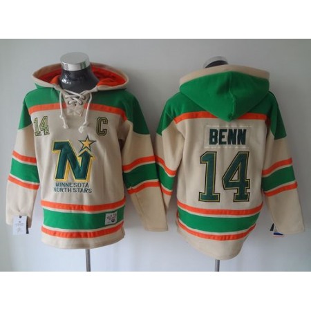 Stars #14 Jamie Benn Cream Sawyer Hooded Sweatshirt Stitched NHL Jersey