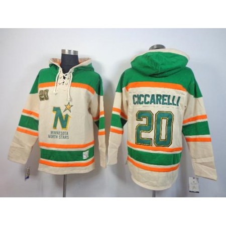 Stars #20 Dino Ciccarelli Cream Sawyer Hooded Sweatshirt Stitched NHL Jersey
