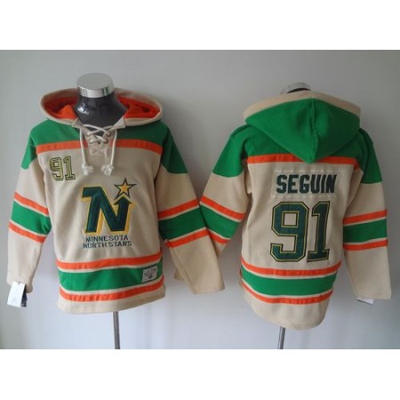Stars #91 Tyler Seguin Cream Sawyer Hooded Sweatshirt Stitched NHL Jersey