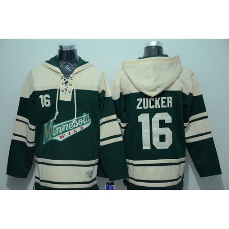 Wild #16 Jason Zucker Green Sawyer Hooded Sweatshirt Stitched NHL Jersey