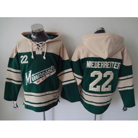 Wild #22 Nino Niederreiter Green Sawyer Hooded Sweatshirt Stitched NHL Jersey