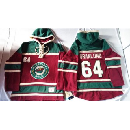 Wild #64 Mikael Granlund Red Sawyer Hooded Sweatshirt Stitched NHL Jersey