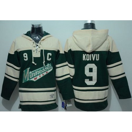 Wild #9 Mikko Koivu Green Sawyer Hooded Sweatshirt Stitched NHL Jersey