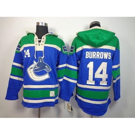 Canucks #14 Alex Burrows Blue Sawyer Hooded Sweatshirt Stitched NHL Jersey