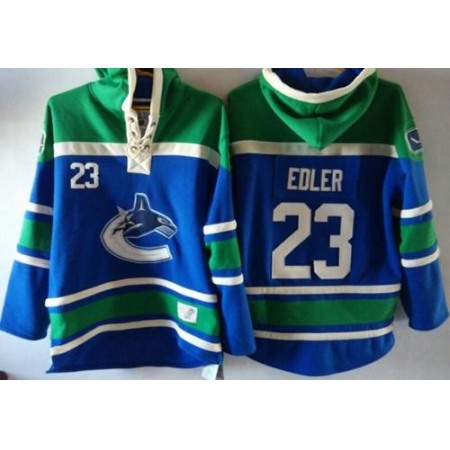 Canucks #23 Alexander Edler Blue Sawyer Hooded Sweatshirt Stitched NHL Jersey