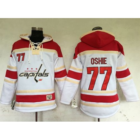 Capitals #77 T.J Oshie White Sawyer Hooded Sweatshirt Stitched NHL Jersey