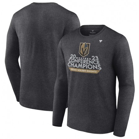 Men's Vegas Golden Knights Heather Charcoal 2023 Western Conference Champions Locker Room Long Sleeve T-Shirt