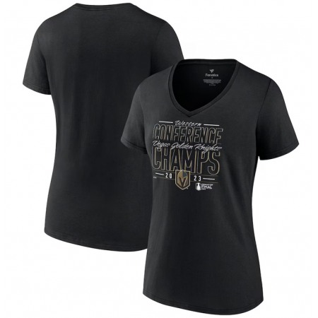 Women's Vegas Golden Knights Black 2023 Western Conference Champions Goal Tender V-Neck T-Shirt
