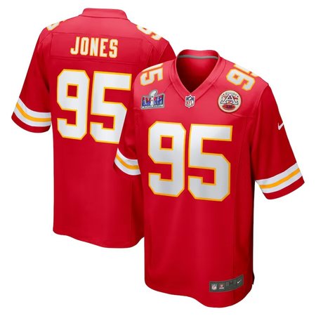 Men's Kansas City Chiefs #95 Chris Jones Nike Red Super Bowl LVIII Game Jersey
