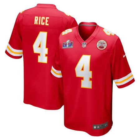 Men's Kansas City Chiefs #4 Rashee Rice Nike Red Super Bowl LVIII Game Jersey
