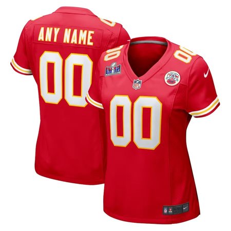 Women's Kansas City Chiefs Nike Red Super Bowl LVIII Patch Custom Game Jersey