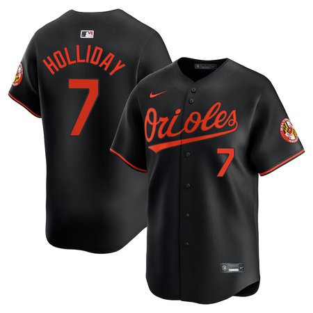 Men's Baltimore Orioles #7 Jackson Holliday Black Cool Base Stitched Jersey