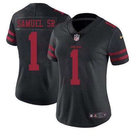Women's San Francisco 49ers #1 Deebo Samuel Sr Black Vapor Untouchable Limited Stitched Jersey