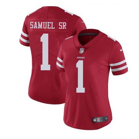 Women's San Francisco 49ers #1 Deebo Samuel Sr Red Vapor Untouchable Limited Stitched Jersey