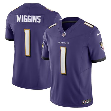 Men's Baltimore Ravens Nate Wiggins Nike Purple 2024 NFL Draft First Round Pick Player F.U.S.E. Vapor Untouchable Limited Stitched Football Jersey