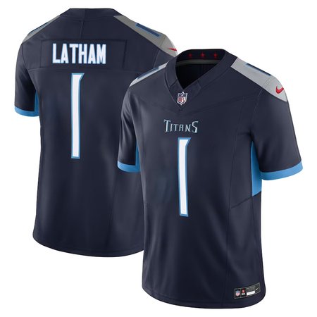 Men's Tennessee Titans JC Latham Nike Navy 2024 NFL Draft First Round Pick Player F.U.S.E. Vapor Untouchable Limited Stitched Football Jersey